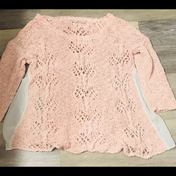 ANTHROPOLOGIE Pink Crochet Sweater Small, cute - Picture 2 of 7